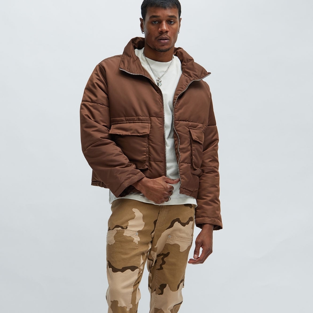 Brand New, Brown FashionNova Winter Puffer Jacket Size small